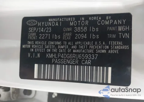 2024 Hyundai Elantra Limited z USA, uszkodzony, nr VIN KMHLP4DG6RU659337